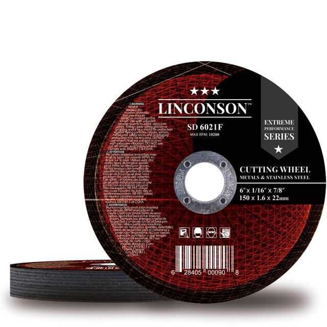 LINCONSON Lot de 10 Roues de Coupe de 6 Pouces pour Métal et Acier Inoxydable Utilisées sur Meuleuse d'Angle Disque Plat 6”x1/16”x7/8 Pouces (SD 6021F)