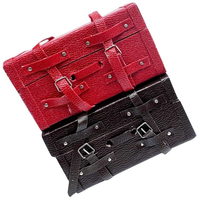 OULII 2Pcs Mini Suitcase Wooden Case Red For Collectors Home Decoration