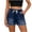 Bleu Foncé, variante sur Iyufng Shorts en Jean pour Femmes Taille Élastique à Cordon Décontractés Extensibles Shorts en Denim d'Été avec Poches