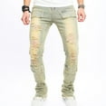 thumbnail image 2 of Men's Skinny Fit Stacked Jeans Stretch Denim Pants with Patched Side Stripes and Straight Leg Design for Comfortable Daily Wear, 2 of 2