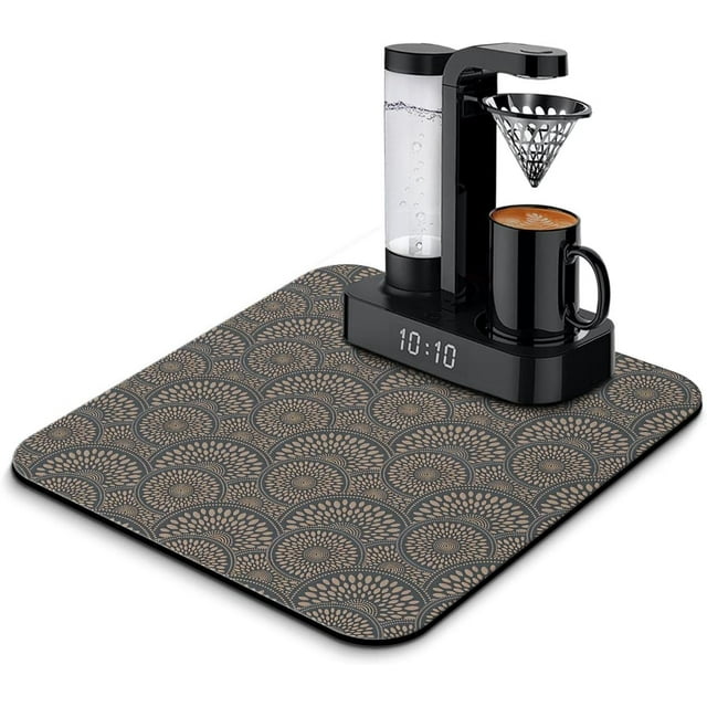 Coffee Bar Mat Accessories for Countertop Absorbent Hide Stain Rubber