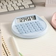 thumbnail image 4 of WKSCLPAI Round Solar Calculator, Portable Mini Desktop Calculator, Basic Standard Calculators with 8-Digit LCD Display, Stylish Macron Colorway, Blue, 4 of 6