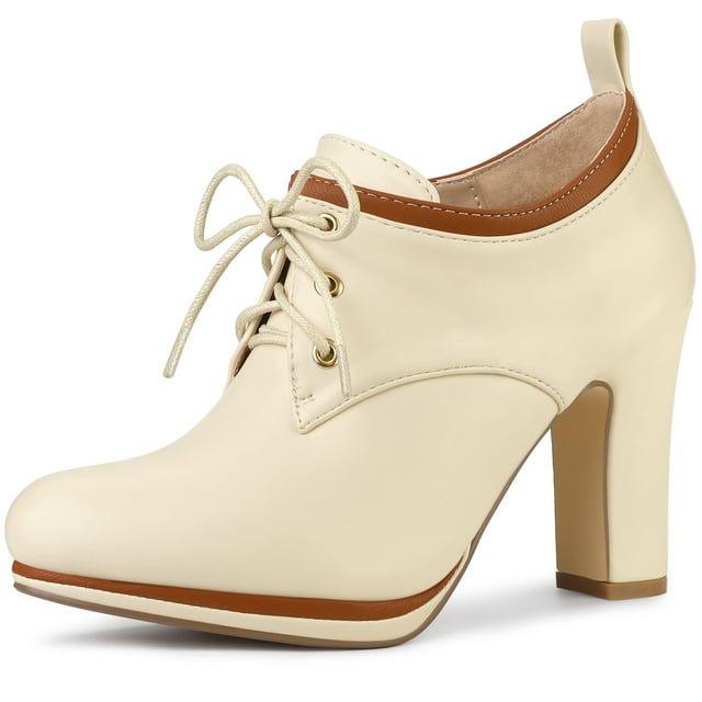 BLISSFUL STEP Bottines à Talon Bloc Haut à Plateforme à Bout Rond pour Femmes