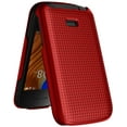 thumbnail image 4 of Case for Alcatel TCL Flip 2 Phone (2022), NakedcellPhone [Grid Texture] Slim Hard Shell Protector Cover for T408DL / TFALT408DCP - Red, 4 of 7