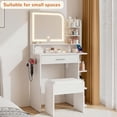 thumbnail image 4 of Vanity Set with Mirror and Lights, Akaber Small Makeup Vanity Desk with Stool, Charging Station, Compact White Vanity with LED Strip, 4 of 9