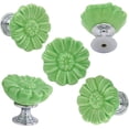 thumbnail image 2 of ABCISI 6PCS Vintage Floral Daisy Dresser Drawer Knobs, Ceramic Round Drawer Knobs, Elegant Cabinet Cupboard Door Hardware Pull Handles w/Screws, Green, 2 of 12