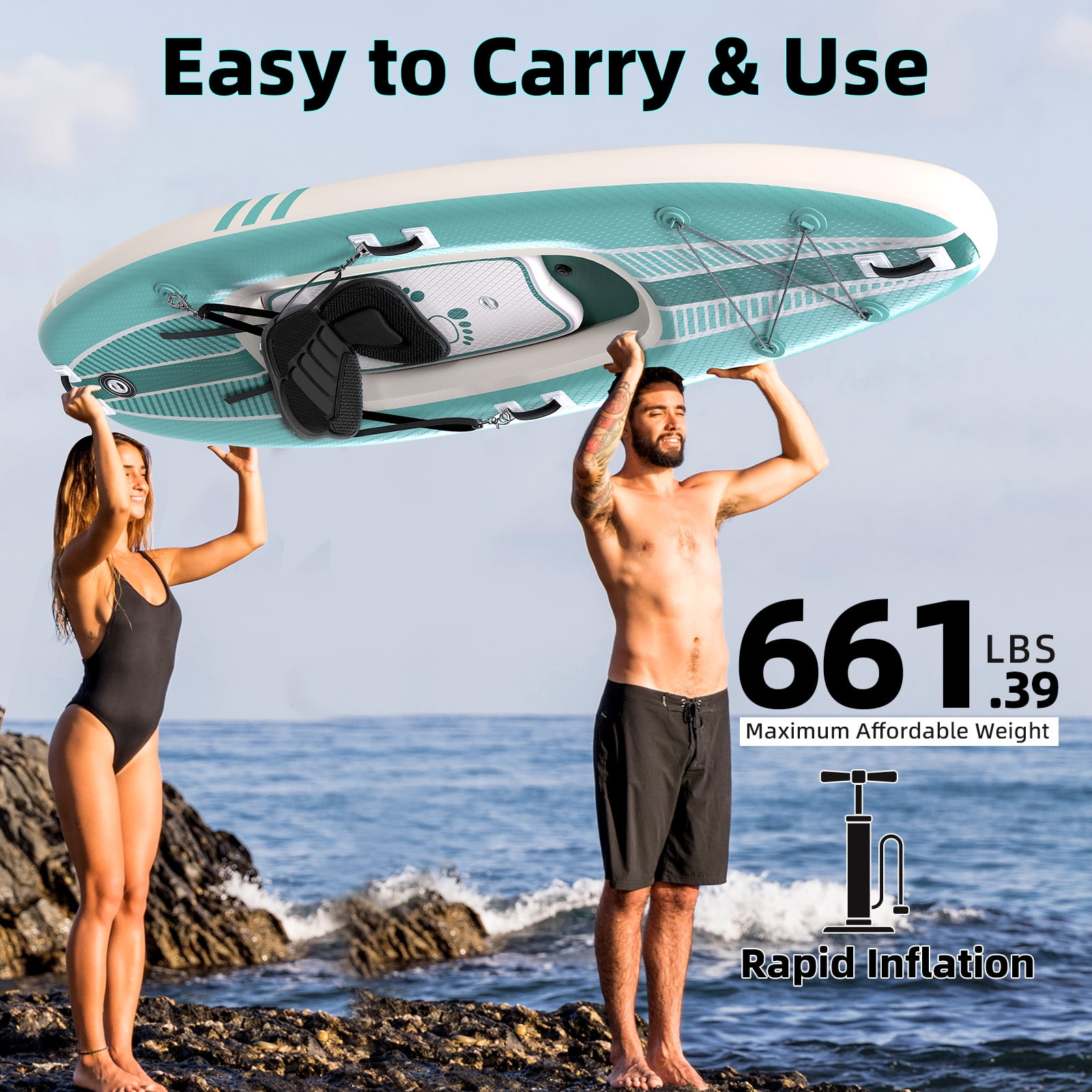 Danrelax 1 Person Inflatable Kayak for Adults, Drop-Stitch Floor, Tandem Kayak, Blue