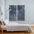 thumbnail image 4 of Boho Blue Kitchen Curtains 84 Inch Length, Vintage Ethnic Modern Geometric Abstract Grommet Top Bedroom Living Room Curtains, Light Filtering Cafe Curtain Drapes 2 Panels Set 104''x84'', 4 of 9