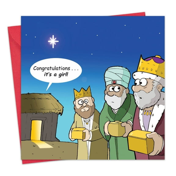 Twizler Funny Christmas Card - Wise Men Confusion - Happy Christmas Card - Xmas Card for Men Women