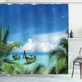 thumbnail image 1 of Ambesonne Travel Shower Curtain, Palm Beach Fishing Boats, 69"Wx84"L, Blue Green Turquoise, 1 of 3