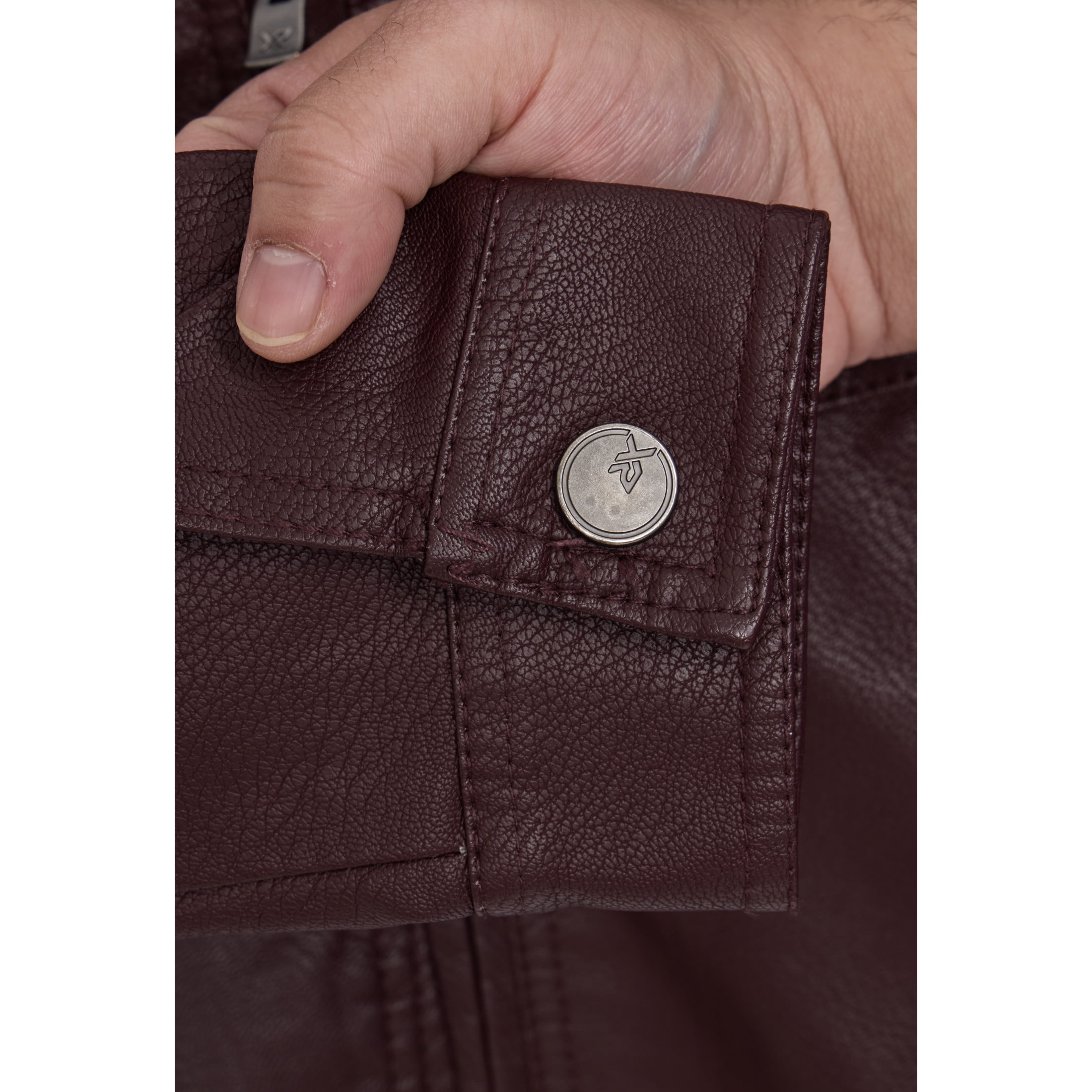 X RAY Teen Faux Leather Jacket for Fall & Winter (S - XL), Kids Outerwear Coat, Motorcycle PU Leather Jacket for Boys, Burgundy, XL