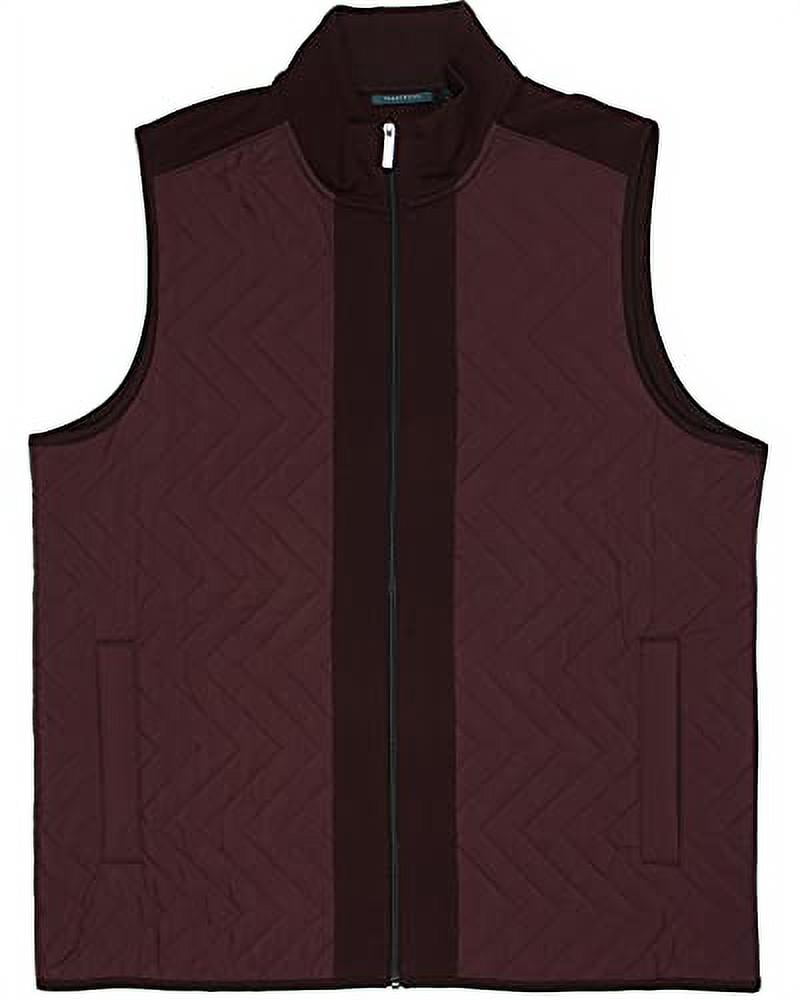Perry Ellis Men s Big and Tall Quilted Zip Front Vest Dark Sapphire Chevron XX Large Tall Walmart