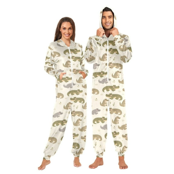 joogoo Cartoon Alligators Unisex Adults Onesies Pajamas Jumpsuits L
