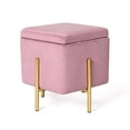thumbnail image 2 of Adeco Ottomans de Rangement Carrés Capitonnés, Repose-Pieds en Velours Rose Moderne avec Rangement pour Canapé Petit, 2 of 4