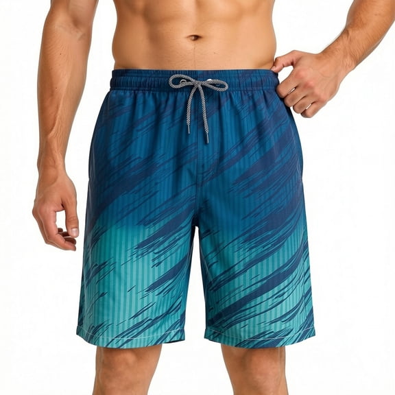 CONZONE Mens Swim Trunks Elastic Waist Drawstring Board Shorts for Men Hawaii Graphic Y2K Lightweight Loose Fit Summer Beach Shorts With Pockets