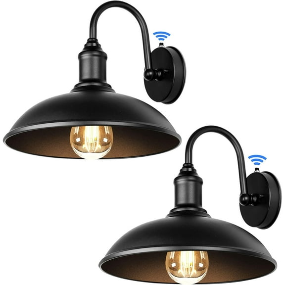2-Pack Dusk to Dawn Outdoor Wall Sconces, Exterior Gooseneck Barn Light Fixtures Waterproof Black Farmhouse Outdoor Wall Lights Outside Wall Mount Light Fixture for Porch House Garage Patio
