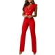 thumbnail image 1 of Gibobby Monos de Moda Mono de mujer profesional con botones y cuello en V, mono de mujer sin mangas de Color sólido para mujer(Rojo， XL), 1 of 5