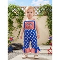 thumbnail image 3 of BemeyourBBs Toddler Baby Baby Girl 4th of July Outfit Patriot Independent Day Romper Overalls Summer Clothes Sleeveless Stars and Stripes Print Jumpsuit Bell Bottoms Baby Girl Fourth of July Outfit, 3 of 9