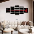 thumbnail image 2 of Elephant Stock Firefighter Flag Wall Art - Horizontal Multi Panel Canvas - Living Room Wall Decor - Our America Multi Panel - Black And Red Decor - 92" x 42", 2 of 8