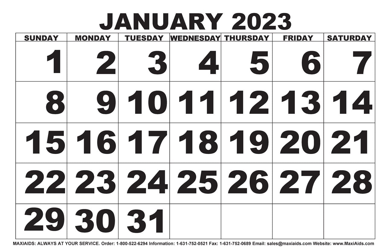 Low Vision Print Calendar- 2023 - Walmart.com
