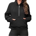 thumbnail image 2 of Spring Autumn Women Long Sleeved Half Zipper Crop Hoodies Sweatshirt, 2 of 5