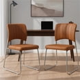 thumbnail image 2 of Set de 2  Sillas Confort Oficina Asiento Ejecutivo Tapizada Pu Café Cuero Sintético CB Design, 2 of 5