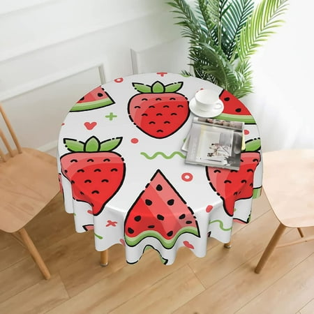 

Mindunm Strawberry Tablecloth Cartoon Strawberry Round Table Cloth Cartoon Watermelon Round Tablecloth 60*60 Size