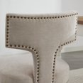 thumbnail image 4 of Farmhouse Dining Chairs Set of 2, Linen Fabric  Accent Chair Curved Backrest with Copper Nails around, Kitchen Chairs with Hardwood Frame, 4 of 8