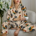thumbnail image 5 of JUNZAN Rooster Print Womens Pajama Sets,Long Sleeve Button Down for Women Pjs 2 piece, 5 of 7