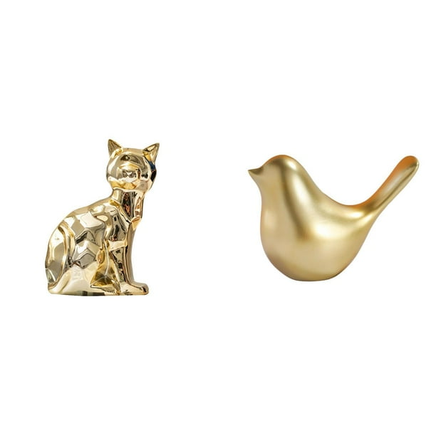 Figura de escritorio,Estatua de gato en estante,escritorio,oficina,decoración del hogar,Figura decorativa de escritorio de cerámica para decoración del hogar,Figura de pájaro,Figura de