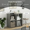 thumbnail image 6 of Costway 1 PCS 2-Cube Storage Shelf Slatted Paulownia Wood Cubic Organizer with Open Back Gray, 6 of 8