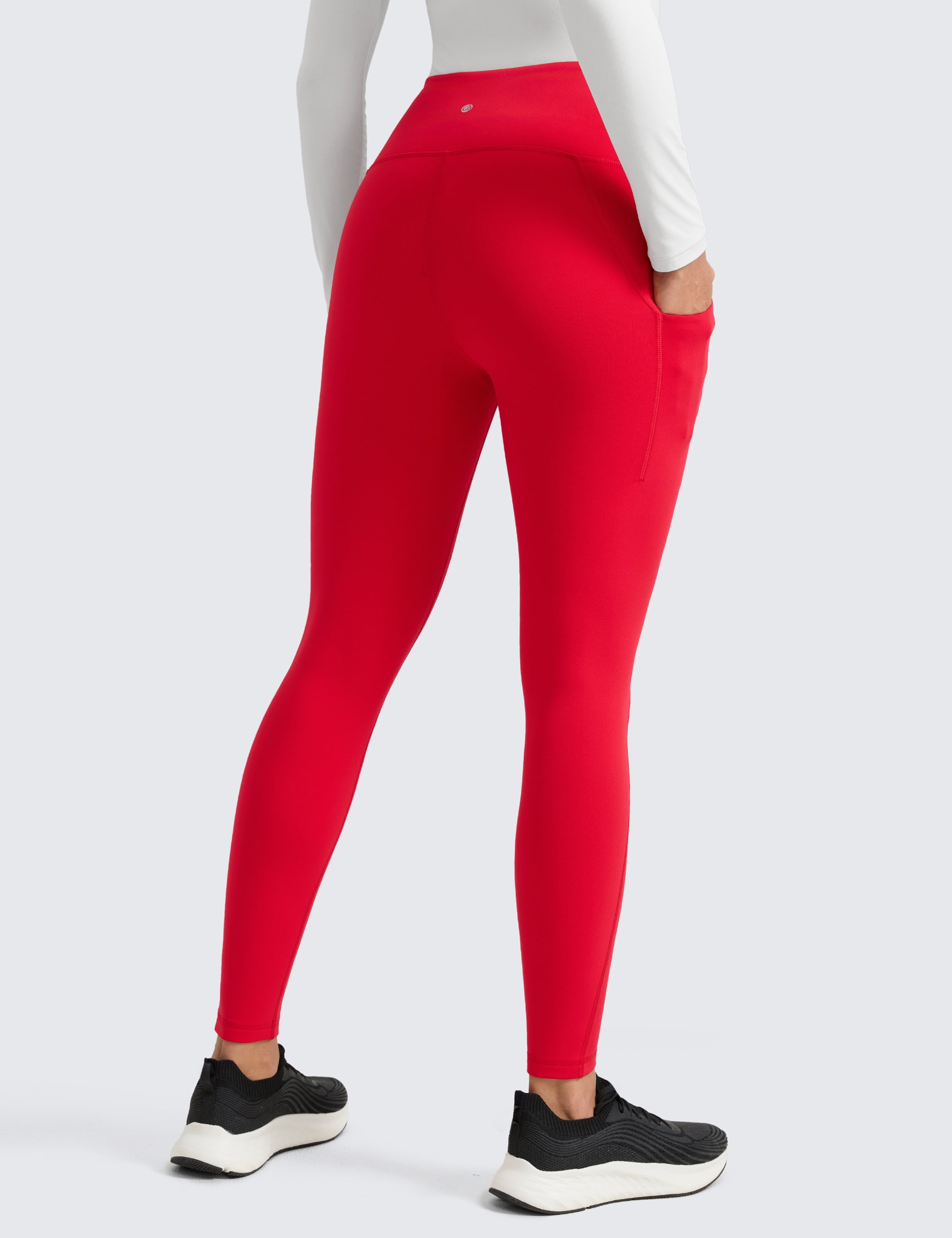 CRZ YOGA Water-Resistant Fleece Athletic Leggings Pockets 28" Thermal Hiking Casual Workout Womens Pants