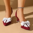 thumbnail image 6 of Purcolt Womens Clear Rhinestone Bow Heels Elegant Closed Pointed Toe Slingback Stilettos Heels Dressy Casual Pumps Sandals with Ankle Strap, 6 of 9