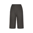 thumbnail image 5 of Pedal Pushers for Women Lightweight Summer Linen Capri Pants Casual Loose Elastic Waist Wide Leg Bermuda Shorts Gray S, 5 of 7