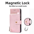 thumbnail image 4 of 1 funda para iPhone 14 Pro, funda de cuero con cremallera y tapa tipo billetera, soporte inalámbrico con 3 ranuras para tarjetas y 1 billetera, soporte con cierre magnético para iPhone 14 Pro, 4 of 5