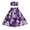 Purple, variant on Hawaiian Print Young Girl Hula Skirts For 5 to 8 Years Old Girls Pa'u Hula White Flower Skirts with Matching Top Set