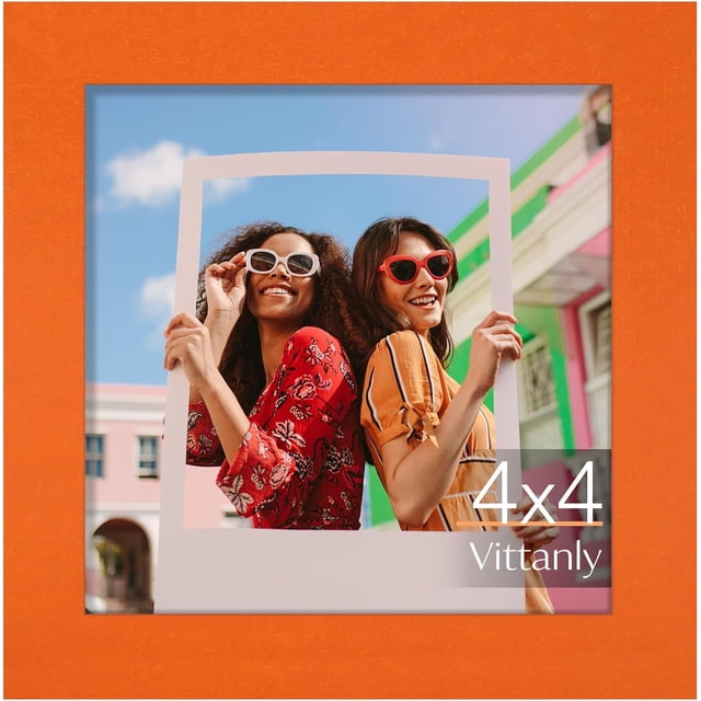 Vittanly 4x4 Picture Frame, Premium Material with Shatter Resistant Plexiglass, Photo Frame for Wall or Table Top Display, Orange, 1 Pack