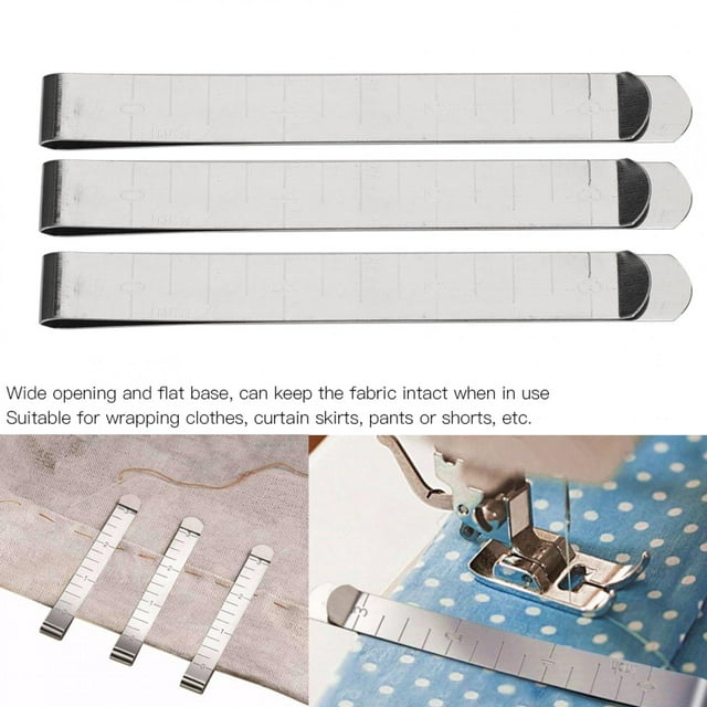 20Pcs Hemming Clips Set, Stainless Steel 3 Inches Hemming Sewing Clips With Measurement Ruler For Pinning And Marking