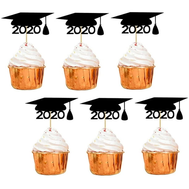 Graduation Cap 2020 Black Glitter Cake topper Cupcake ...