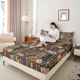 thumbnail image 2 of Manfei Floral Books Fitted Sheet Queen 3-Piece,Spring Garden Bedding,1 Fitted Sheet and 2 Pillowcases, 2 of 6