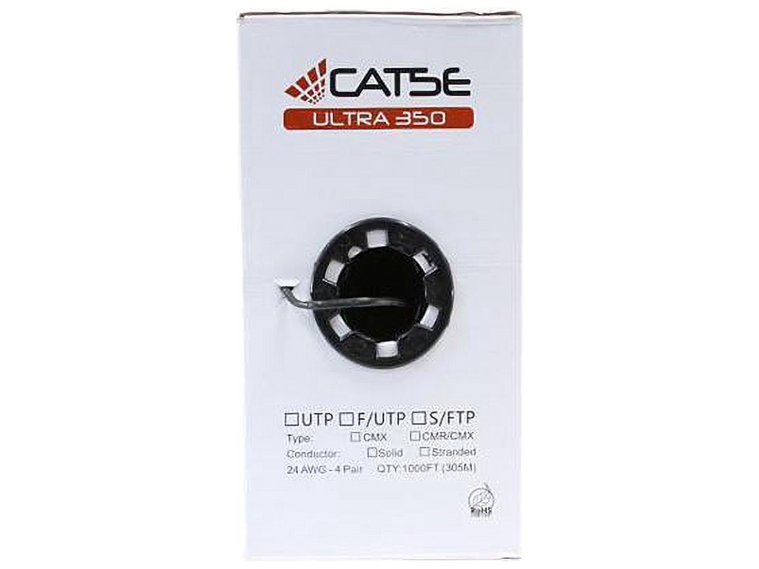 Nippon Labs CAT5E Outdoor Bulk Ethernet Cable, Direct Burial Solid Copper, CMX, 24 AWG, UTP, PE Outdoor Jacket, UV Res, 1000' Pull Box - Black
