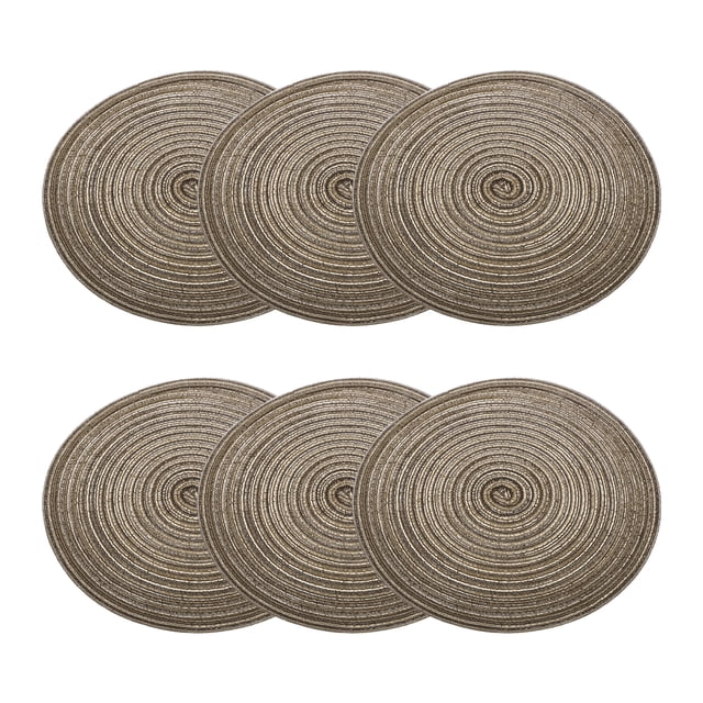 Uxcell 6 piezas de manteles trenzados redondos de 12" - Manteles redondos antideslizantes para mesas de comedor, lavables, con aislamiento térmico, manteles tejidos, marrón