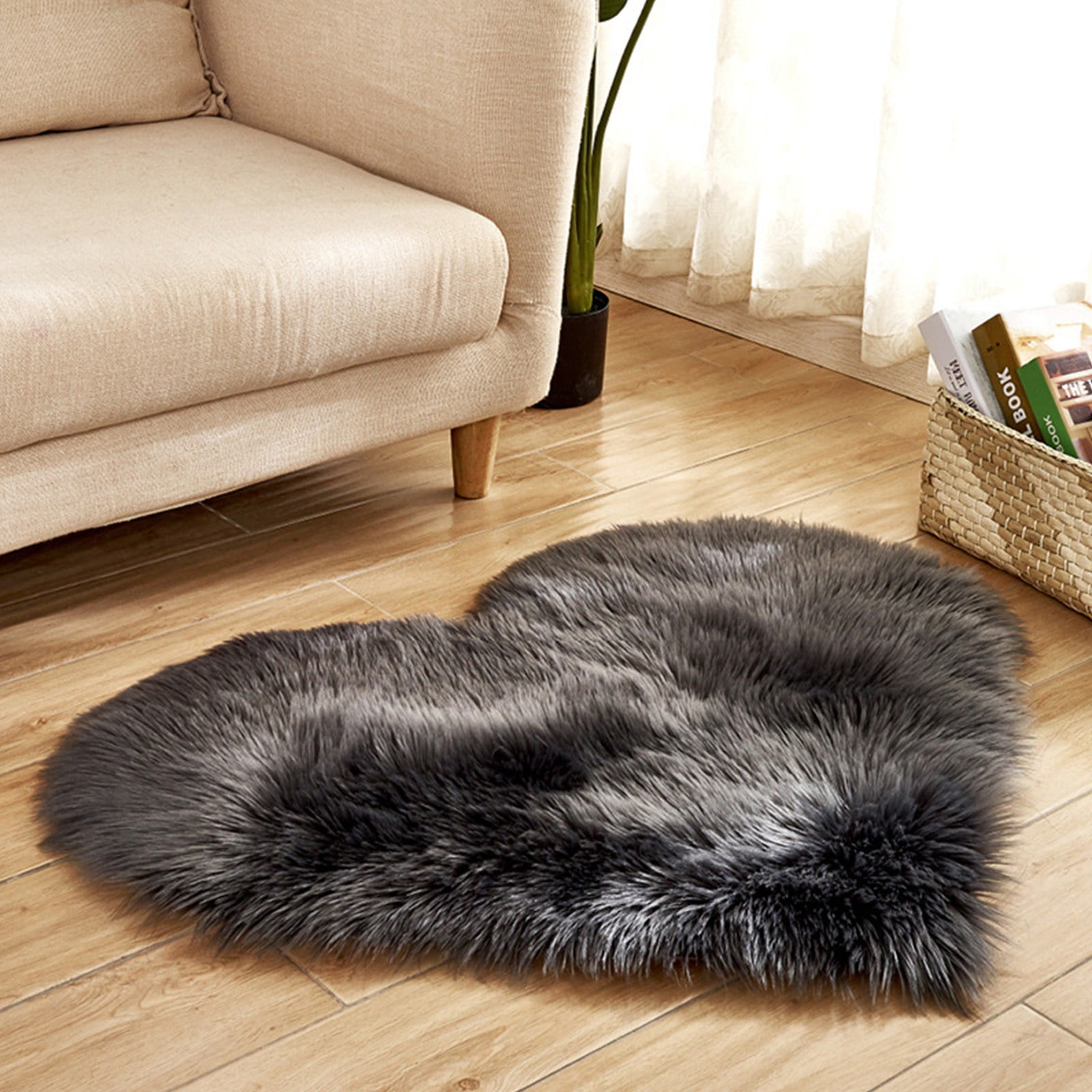 Solid Love Heart Rugs Artificial Wool Sheepskin Hairy Carpet Faux Floor Mat 2020