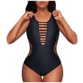 thumbnail image 1 of Bathing Suit For Women- "Women's Chic Neck Swimsuit Color Straps Open Back Triangle Design", Bikini Femme, 1 of 5