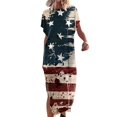 thumbnail image 1 of SMihono Robe Maxi Bohème d'Été pour Femmes Grande Taille Robe Maxi pour Femmes Plage Vacances Décontractée Ample Longue Robe Manches Courtes Robes d'Été avec Fente Robe Évasée de Plage, 1 of 4