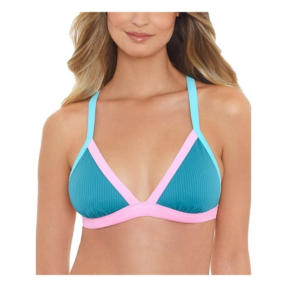 Salt   Cove Junior's Not What It Seams Triangle Bikini Top Swimsuit Blue Size X-Small