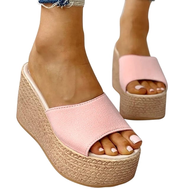 LSLJS Sandales à Plateforme pour Femmes Compensées Sandales Boho Décontractées à Bout Ouvert pour la Plage