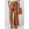 thumbnail image 3 of ABPHQTO Pantalones de pierna ancha informales con cintura elástica y cordón marrón para mujer, 3 of 5