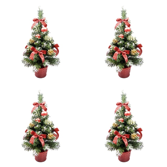 4 piezas de árbol de Navidad decorativo adorable adorno de mesa para vitrina