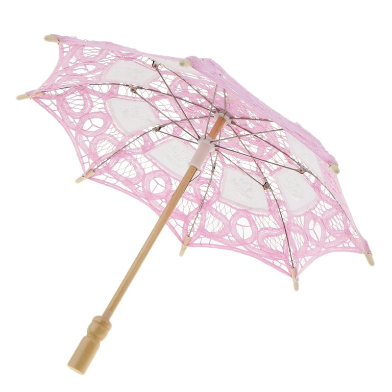 Wedding Umbrella Embroidered Parasol for Dancing Pink